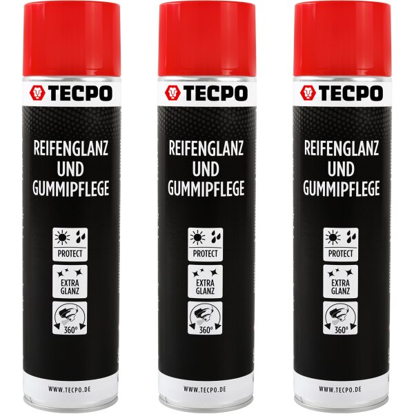 3x TECPO Reifen-Glanz-Spray, 600 ml