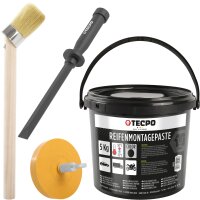 TECPO Reifenmontagepaste schwarz 5 kg + Pinsel + Schaber...
