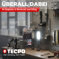 TECPO Schraubendreher- und Bit Set 100-tlg. + Werkstattlampe, 500 Lumen magnetisch