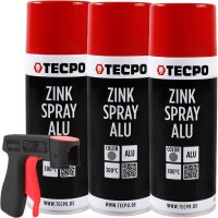 3x TECPO Zink Spray ALU Hell 400 ml bis 300°C...
