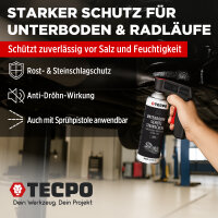 TECPO Unterbodenschutz Bitumen schwarz, 500 ml + Autolack schwarz matt 500 ml
