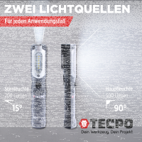 TECPO LED Inspektionsleuchte 500 Lumen mit USB Ladekabel, magnetisch