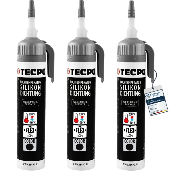 3x Hochtemperatur Silikon Dichtung HSD 30 schwarz, 200 ml