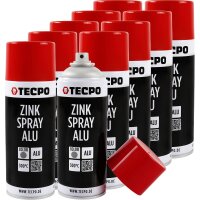 10x TECPO Zink Spray ALU Hell 400 ml bis 300°C...