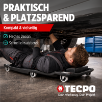 TECPO KFZ Werkstattrollbrett Rollliege 360° drehbar mit 300kg Tragkraft und Kopfstütze + Rollsitz 360° drehbar