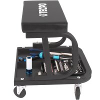 TECPO KFZ Werkstattrollbrett Rollliege 360° drehbar mit 300kg Tragkraft und Kopfstütze + Rollsitz 360° drehbar