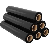 6x Stretchfolie Schwarz 23my , 2,30 kg, 500 mm