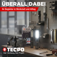 TECPO Schraubendreher- und Bit Set 100-tlg. + Werkstattlampe, 300 Lumen magnetisch