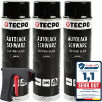 3x TECPO Autolack schwarz glänzend 500 ml +...