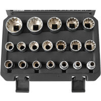 TECPO Universal Steckschlüssel-Satz, SW 8-32 mm, E10-E24, 5/16-1-1/4", 19-teilig