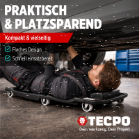 TECPO KFZ Werkstattrollbrett Rollliege 360° drehbar mit 300kg Tragkraft und Kopfstütze + Schraubendreher-Satz, 6-tlg.