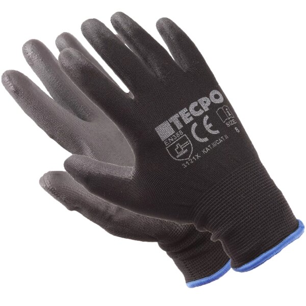 TECPO Feinstrick Mechaniker-Handschuhe, Größe M, 12 Paar