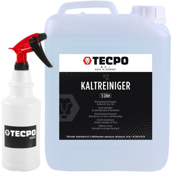 TECPO Kaltreiniger 5L Motorreiniger + Sprühflasche aus PE 750 ml
