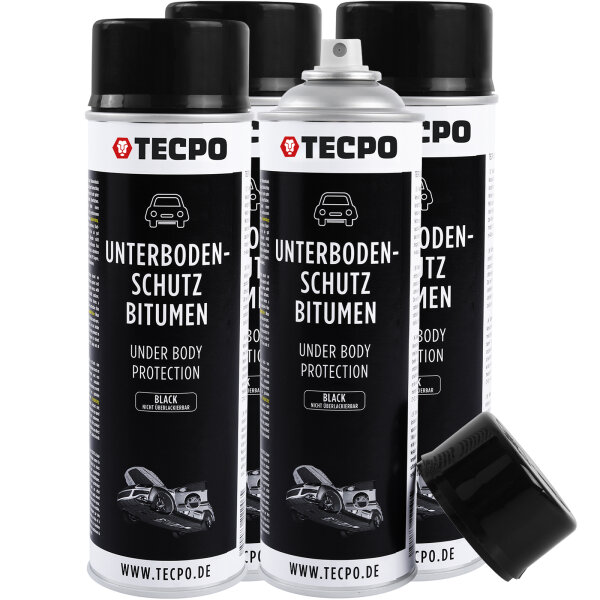 4x TECPO Unterbodenschutz Bitumen schwarz, 500 ml