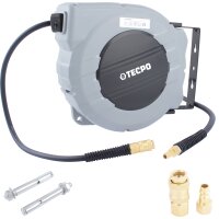 TECPO Druckluftschlauch Aufrollee 10m + Ersatz-Adapter