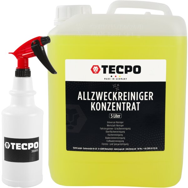 TECPO Universal Allzweckreiniger Konzentrat Multi Clean, 5 Liter + Sprühflasche aus PE 750 ml