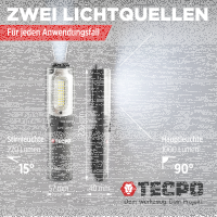 2x TECPO LED Akku Handlampe 1000 Lumen + USB Ladegerät