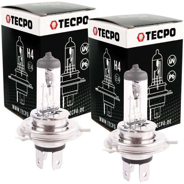 2x TECPO H4 Glühbirne 12V 55W P43T