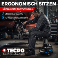TECPO Werkstatt-Arbeitssitz mit 5 Rollen | Ø 360 mm